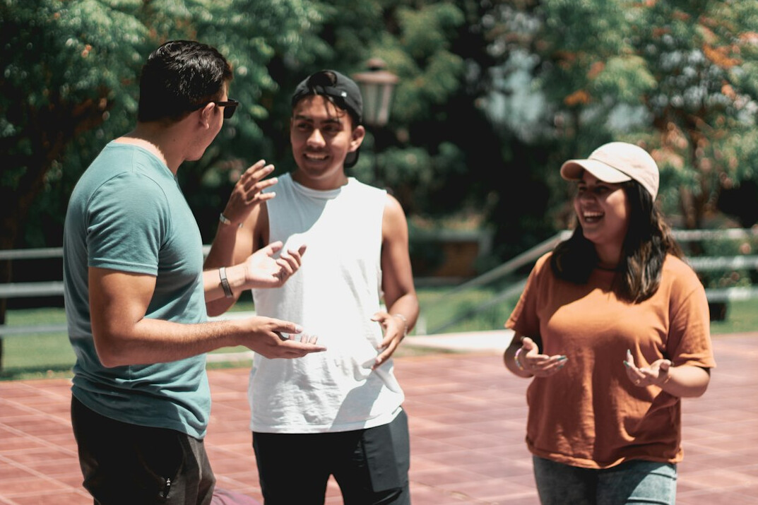 diverse group talking together